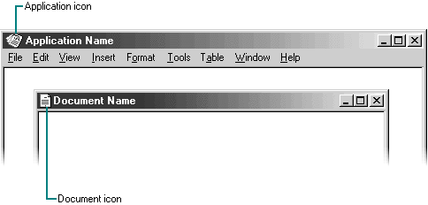 MDI application and child (document) window title bars