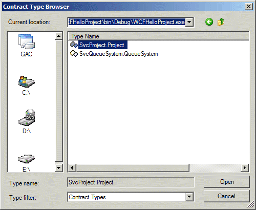 Using the Contract Type browser