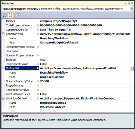 Completed properties for CompareProjectProperty