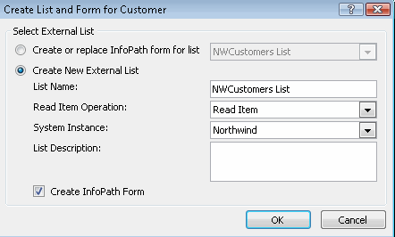 Create new external list