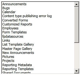 ListBox control with the listing of lists