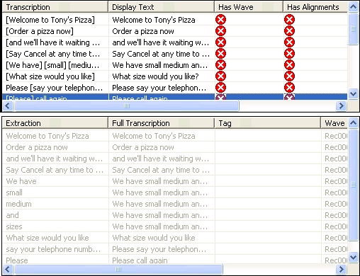 Transcription and Extraction panes