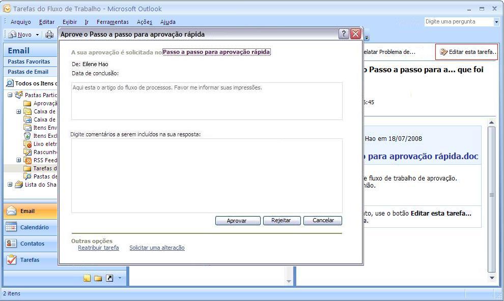 Cenário de fluxo de trabalho do SharePoint Server 2007