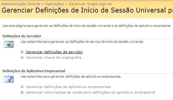 Administração Central - gerenciar Logon Único