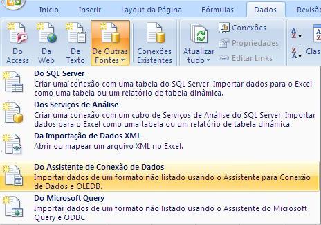 Serviços do Excel - criando uma nova conexão