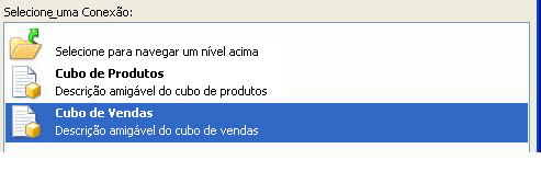 Janela Escolher a conexão dos Serviços do Excel