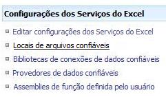 Serviços do Excel - definir locais de arquivo confiáveis