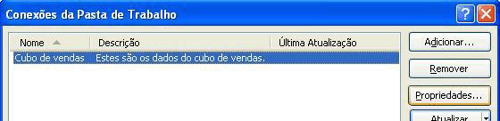 Caixa de diálogo de propriedades de conexão dos Serviços do Excel