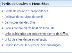 Serviços do Excel - publicar links para cliente do Office