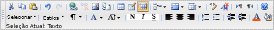 Barra de ferramentas de edição de HTML
