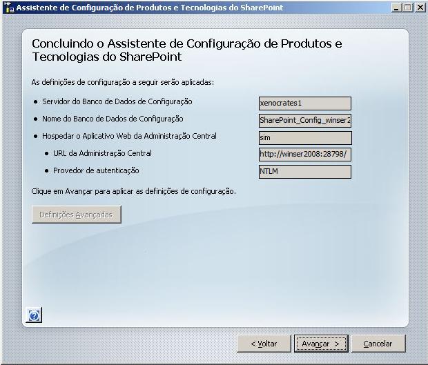 Conclusão do Assistente de Configuração