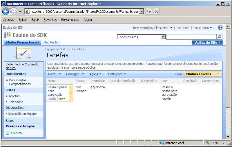 Fluxo de trabalho do Office SharePoint Server - tarefas