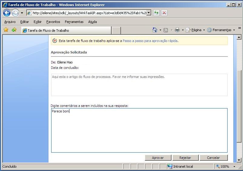 Tarefa de fluxo de trabalho do Windows SharePoint Services