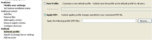 Opção Aplicar PRF no perfil do OCT Outlook