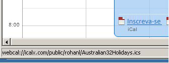 Link de Webcal para um Calendário da Internet