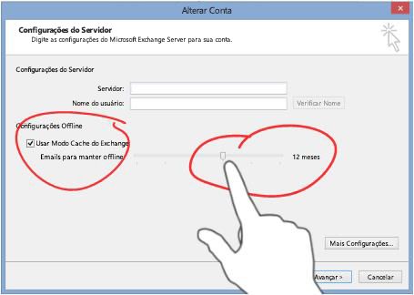 A caixa de diálogo Alterar Conta do Outlook