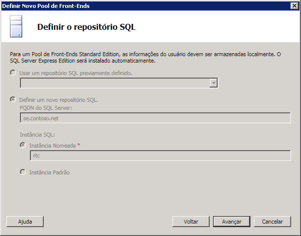 Definir repositório SQL