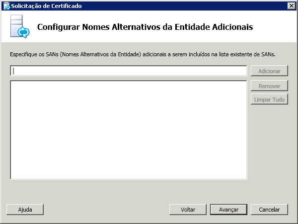 Configurar nomes alternativos do assunto adicionais