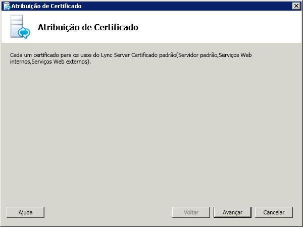 Caixa de diálogo de Atribuição de certificado