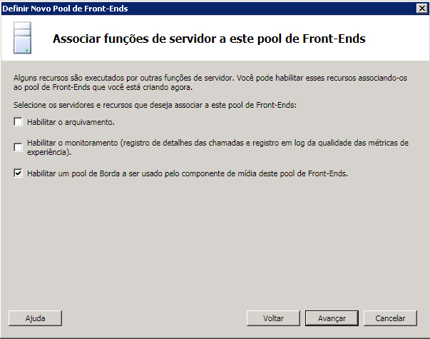 Definir novo servidor associado ao pool de front-ends