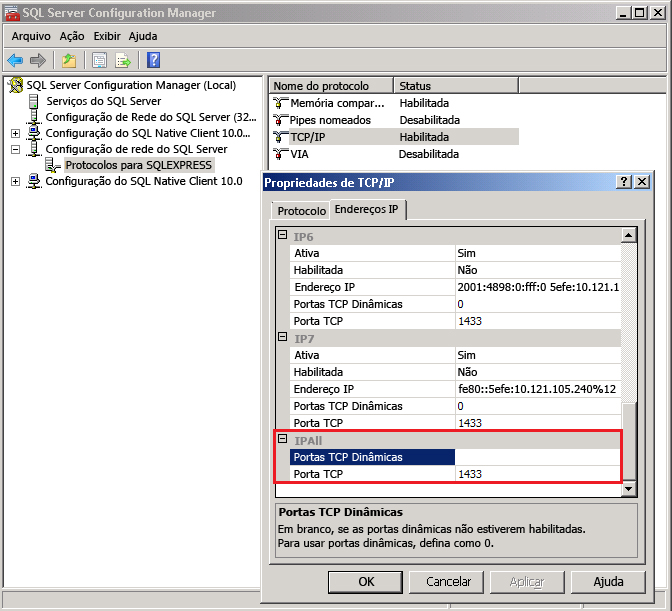 Preparação do SQL Server do gerenciamento de serviços