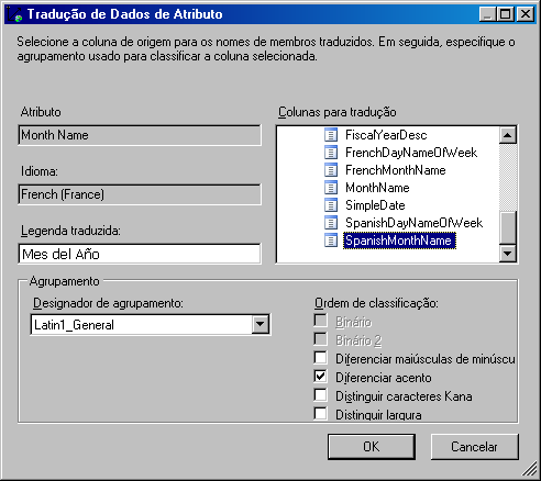 Caixa de diálogo Tradução de Dados de Atributo