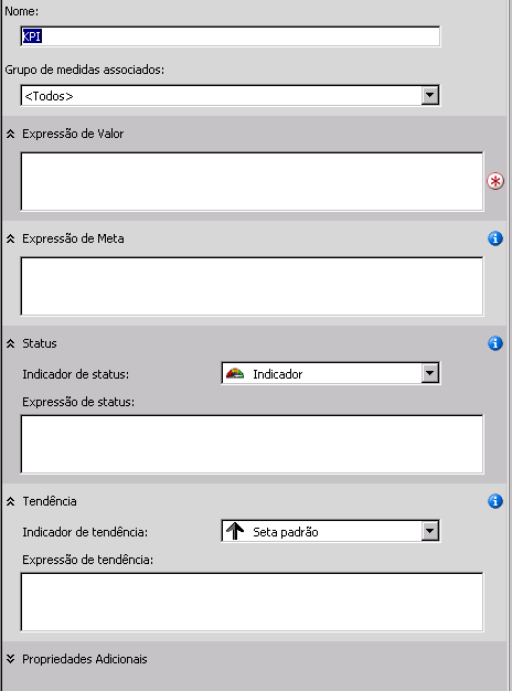 Modelo de KPI em branco no painel de exibição