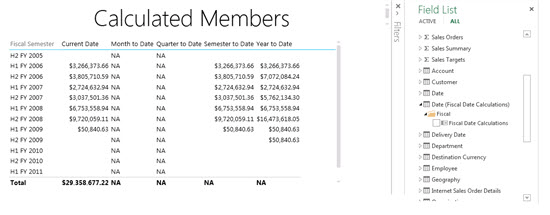 Membros calculados no Power View