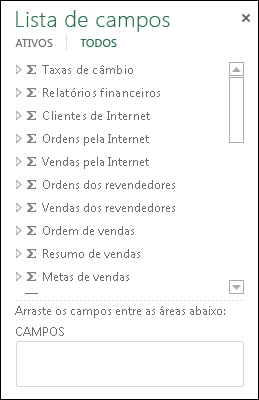 Lista de Campos no Power View