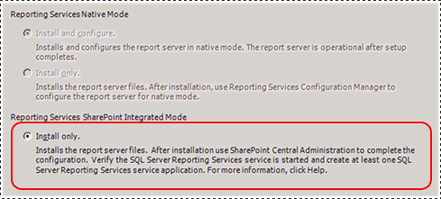 Assistente de Instalação do SQL Server – Página Configuração do SSRS