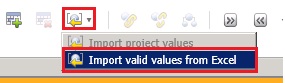 Importar valores válidos do menu do Excel