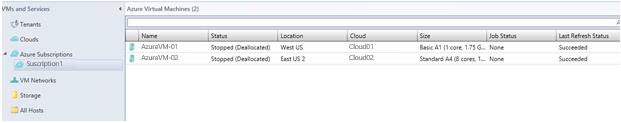 VMM, Azure Virtual Machines list