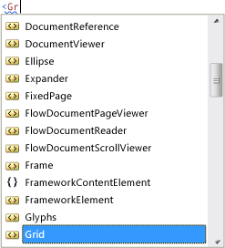 IntelliSense XAML