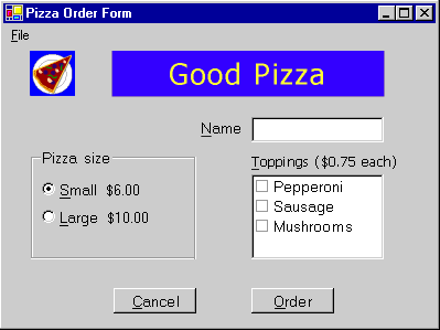 Formulário de pedido de pizza