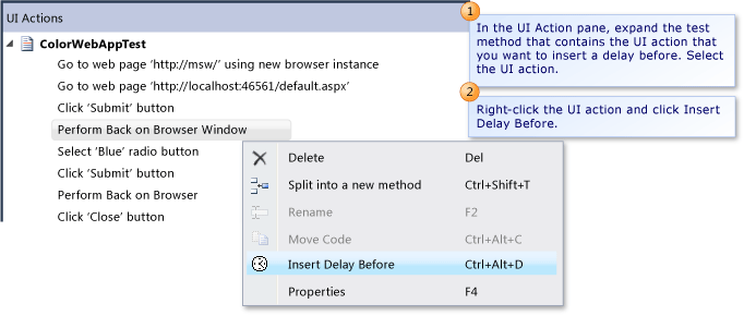 Inserir o atraso antes de uma ação de interface do usuário