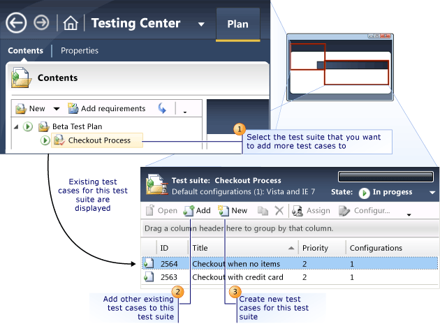 Adicionar casos de teste a um conjunto de testes