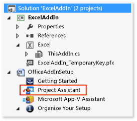 Arquivo de Assistente de projeto no Solution Explorer