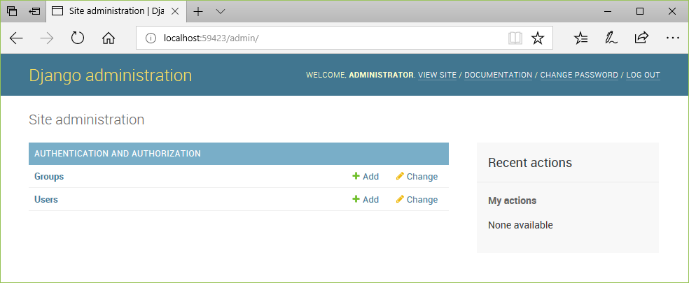 Django administrator interface.