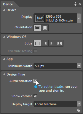 Painel Dispositivo no Blend