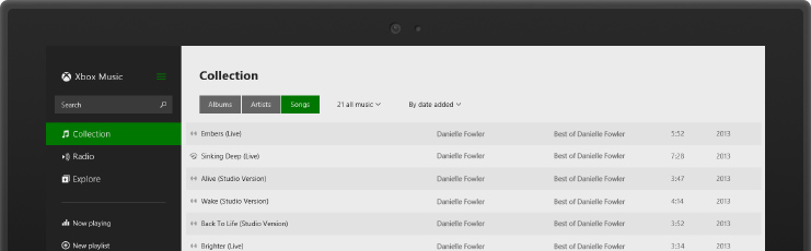 Aplicativo Xbox Music