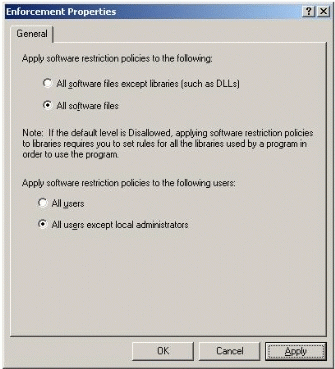 Figure 2: Setting Enforcement Properties