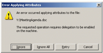 Figure 25: Error Applying Attributes