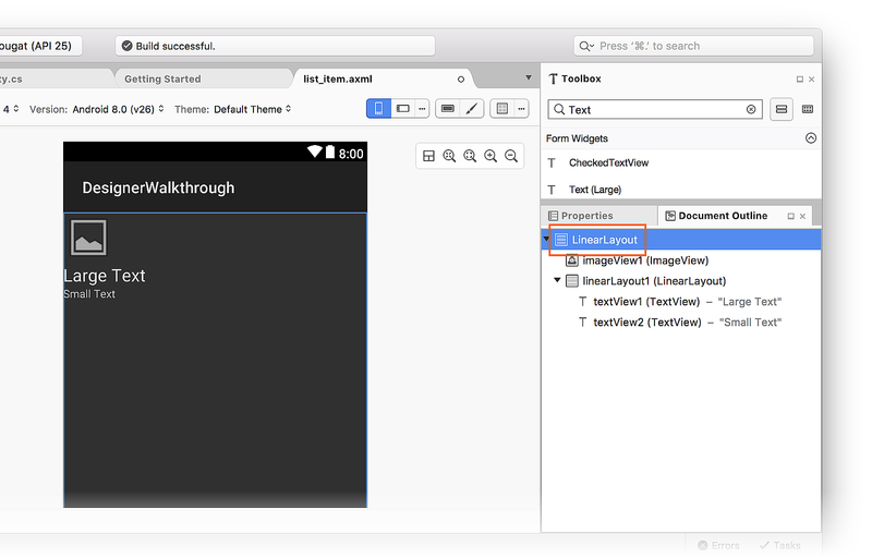 Select root LinearLayout