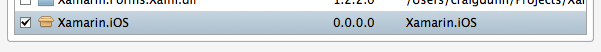 Now scroll to the end of the references list and tick the Xamarin.iOS assembly