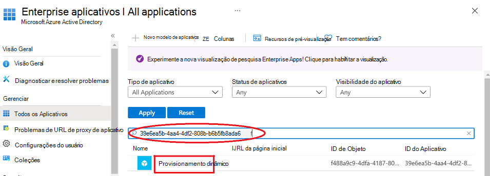 É apresentado o ecrã no qual é apresentada a caixa de texto do ID da aplicação.