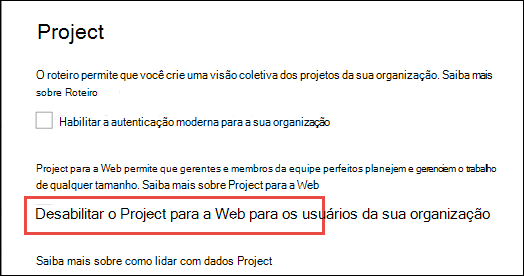 Project para a Web para a sua organização