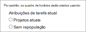 Modo de Criação de Folha de Tempo Padrão.