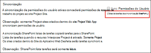 Sincronizar listas de tarefas do SharePoint.