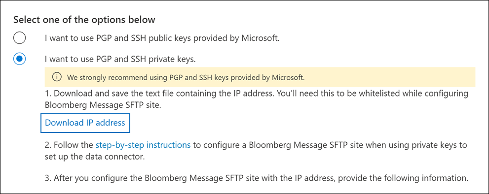 Transfira o endereço IP.