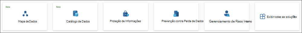 Cartões de solução do portal do Microsoft Purview.